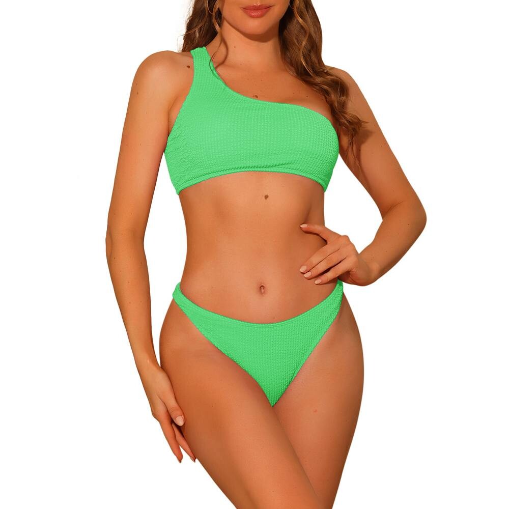 Женские комплекты бикини на одно плечо, комплекты из двух частей, треугольные плавки, спортивные купальники, костюмы Elerevyo, зеленый
Женские комплекты бикини на одно плечо, комплекты из двух частей, треугольные плавки, спортивные купальники, костюмы Elerevyo, зеленый