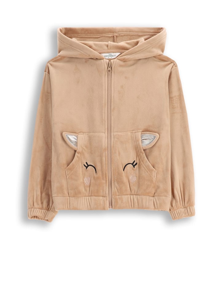 Велюровая тренировочная куртка бежевого цвета Coccodrillo
Велюровая тренировочная куртка бежевого цвета Coccodrillo