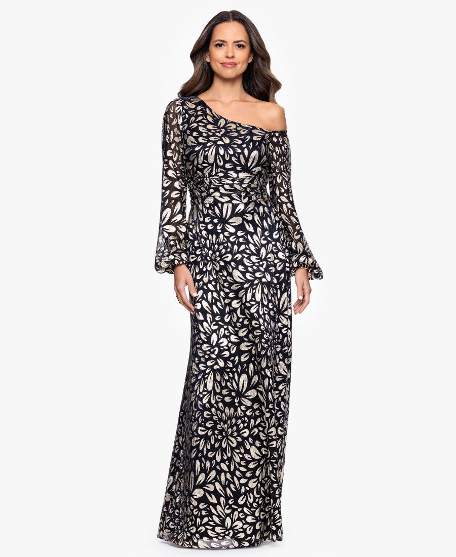 Женское металлизированное платье-футляр на одно плечо B&A By Betsy and Adam, Navy/Gold
Женское металлизированное платье-футляр на одно плечо B&A By Betsy and Adam, Navy/Gold