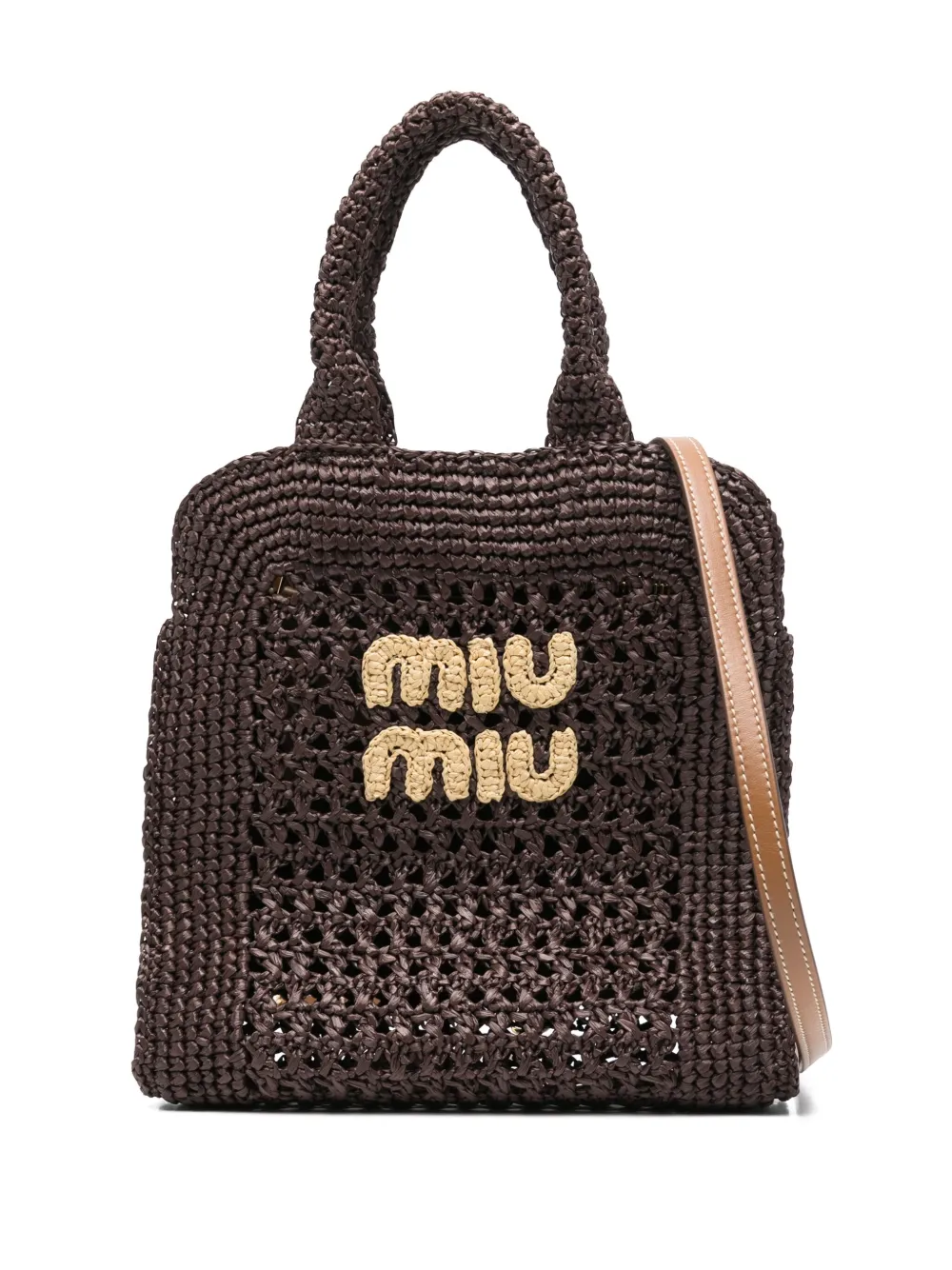 Сумка-тоут в технике кроше MIU MIU, коричневый
Сумка-тоут в технике кроше MIU MIU, коричневый