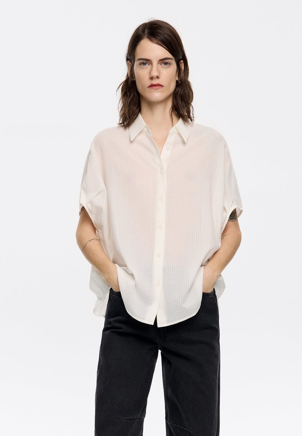 Блузка на пуговицах Bimba Y Lola, кремовый 
Блузка на пуговицах Bimba Y Lola, кремовый