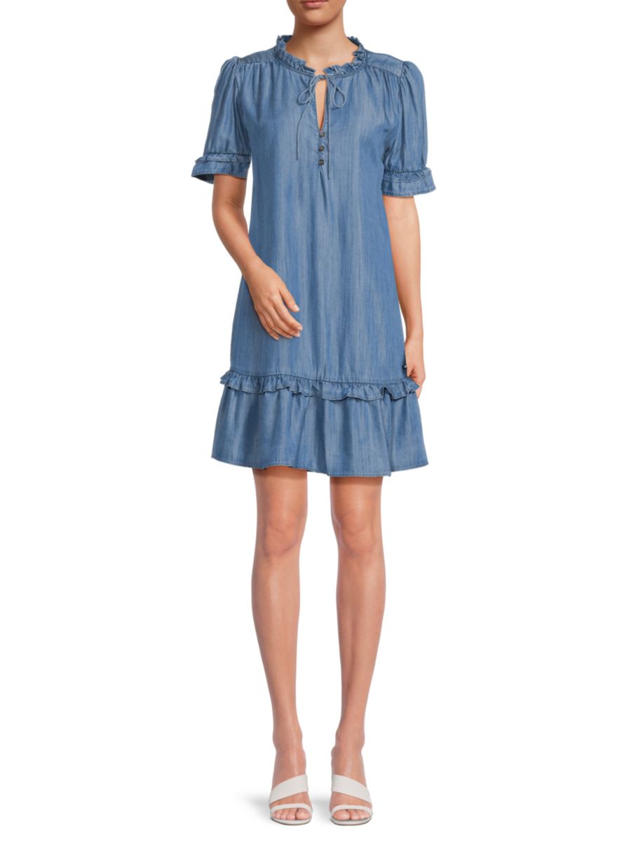 Мини-платье из лиоцелла с оборками DKNY, цвет Light Wash Denim
Мини-платье из лиоцелла с оборками DKNY, цвет Light Wash Denim