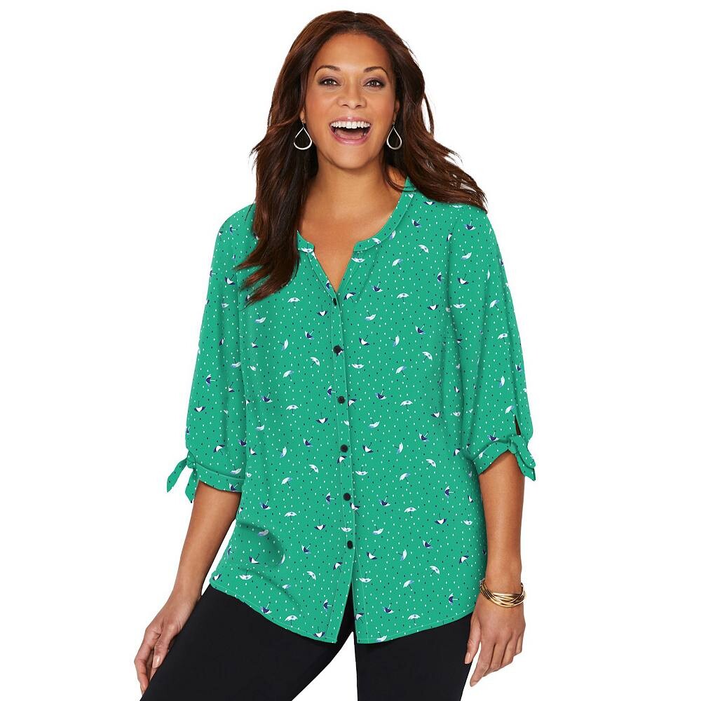 Женская блузка в стиле кафе с завязками на пуговицах и пуговицами, большие размеры,Catherines, цвет Umbrella Print
Женская блузка в стиле кафе с завязками на пуговицах и пуговицами, большие размеры,Catherines, цвет Umbrella Print