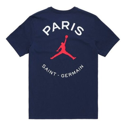 Футболка Air Jordan Paris Saint-Germain team logo Logo Printing Sports Round Neck Short Sleeve Blue, синий 
Футболка Air Jordan Paris Saint-Germain team logo Logo Printing Sports Round Neck Short Sleeve Blue, синий