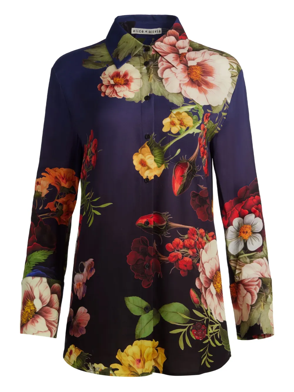 Тонкая рубашка с цветочным узором на пуговицах Alice + Olivia, синий
Тонкая рубашка с цветочным узором на пуговицах Alice + Olivia, синий
