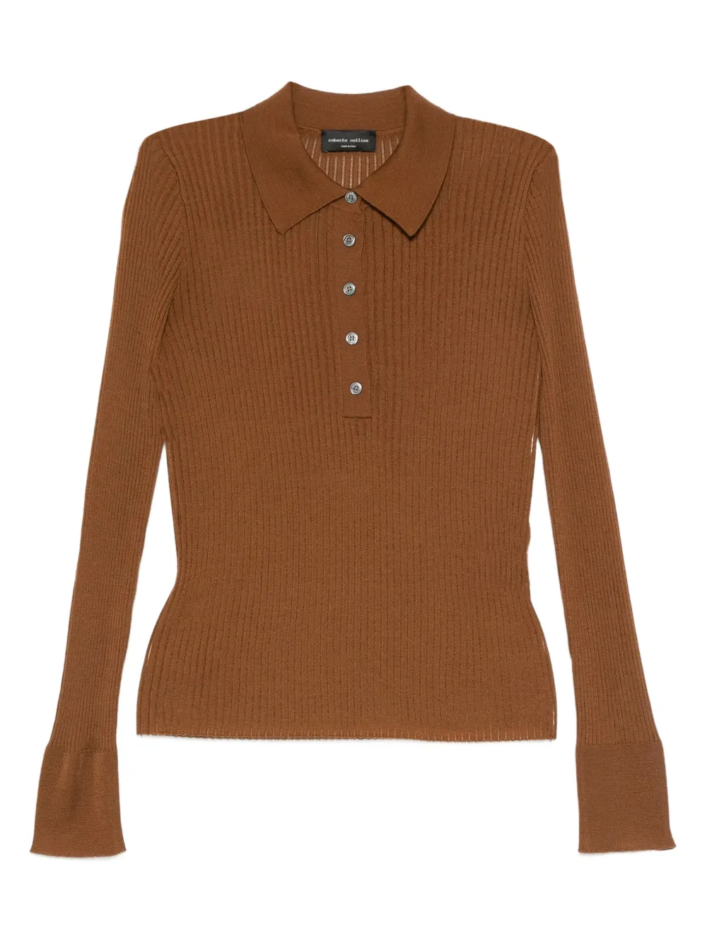 Рельефный свитер с воротником-поло Roberto Collina, коричневый
Рельефный свитер с воротником-поло Roberto Collina, коричневый