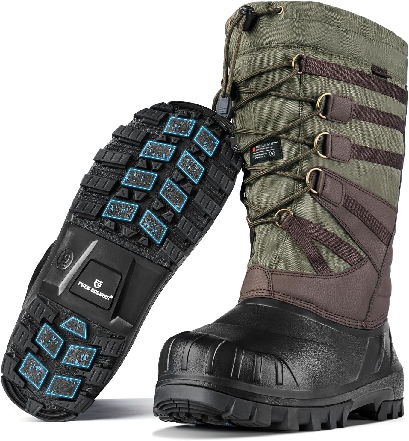 Мужские зимние ботинки FREE SOLDIER, водонепроницаемые, с защищенной подошвой, утепленные подкладкой 3M, легкие высокие теплые ботинки для улицы, зеленый
Мужские зимние ботинки FREE SOLDIER, водонепроницаемые, с защищенной подошвой, утепленные подкладкой 3M, легкие высокие теплые ботинки для улицы, зеленый