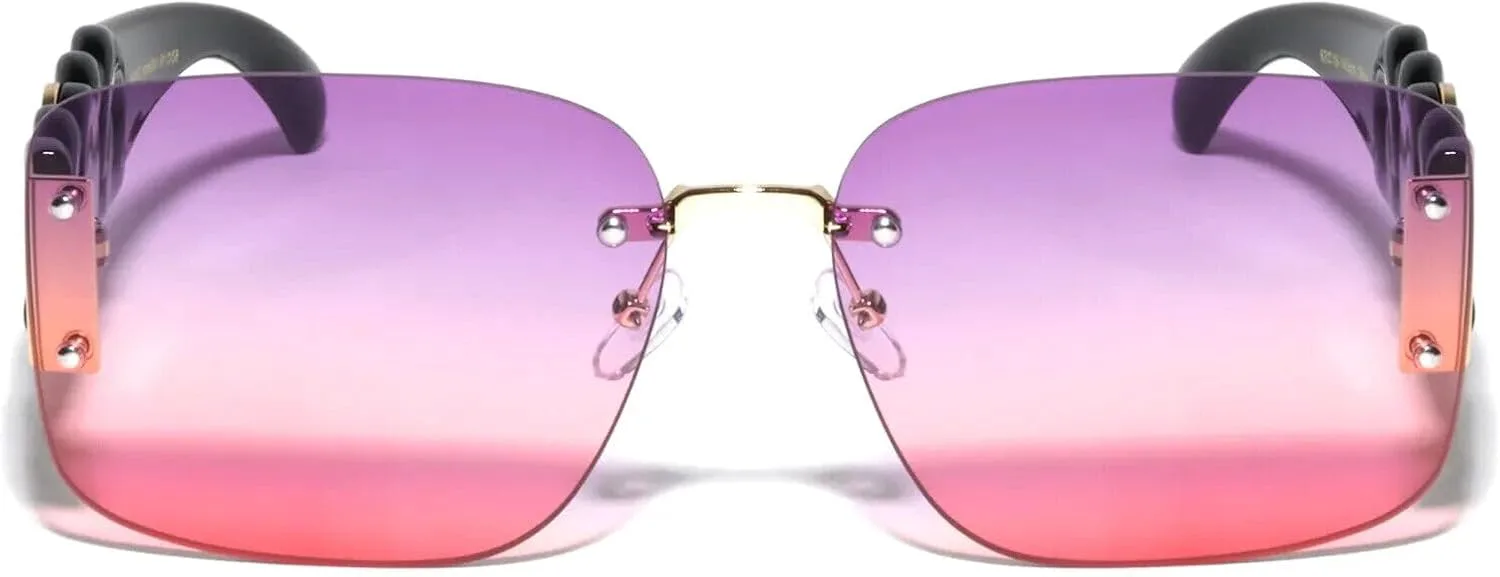 Солнцезащитные очки Dweebzilla Square Rimless Lion Head Medallion Chain в стиле ретро с дизайнерской цепочкой, Black & Gold Frame - Purple Pink Gradient Lens
Солнцезащитные очки Dweebzilla Square Rimless Lion Head Medallion Chain в стиле ретро с дизайнерской цепочкой, Black & Gold Frame - Purple Pink Gradient Lens