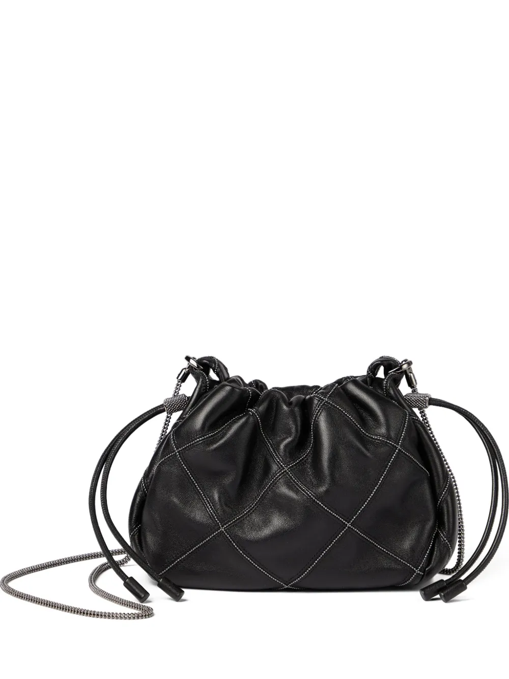 Стеганая сумка-ведро с кулиской Brunello Cucinelli, черный
Стеганая сумка-ведро с кулиской Brunello Cucinelli, черный