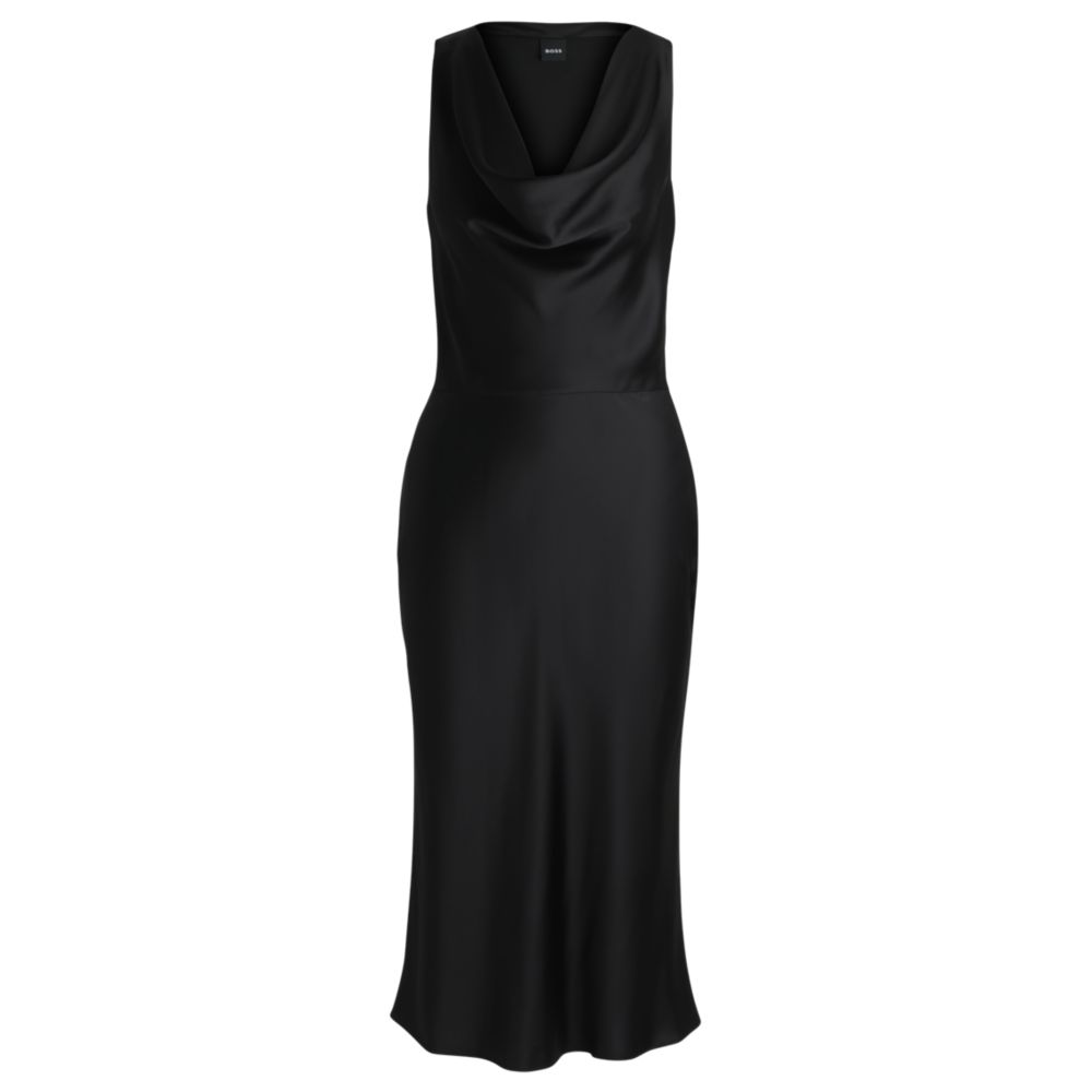 Платье с воротником-хомутиком из струящегося атласа BOSS, черный
Платье с воротником-хомутиком из струящегося атласа BOSS, черный