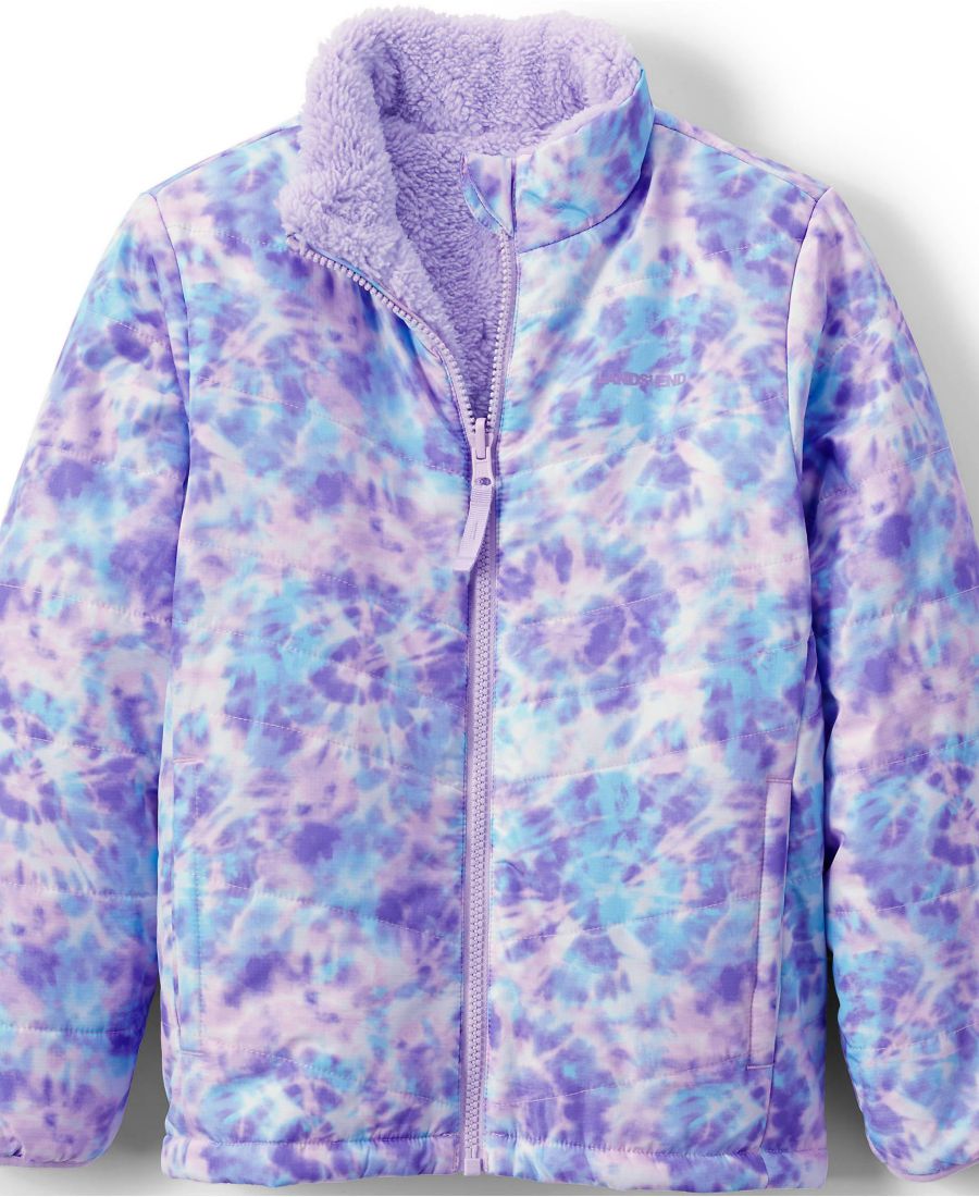 Двусторонняя флисовая пуховая куртка для девочек Lands' End, Lavender tie dye play
Двусторонняя флисовая пуховая куртка для девочек Lands' End, Lavender tie dye play