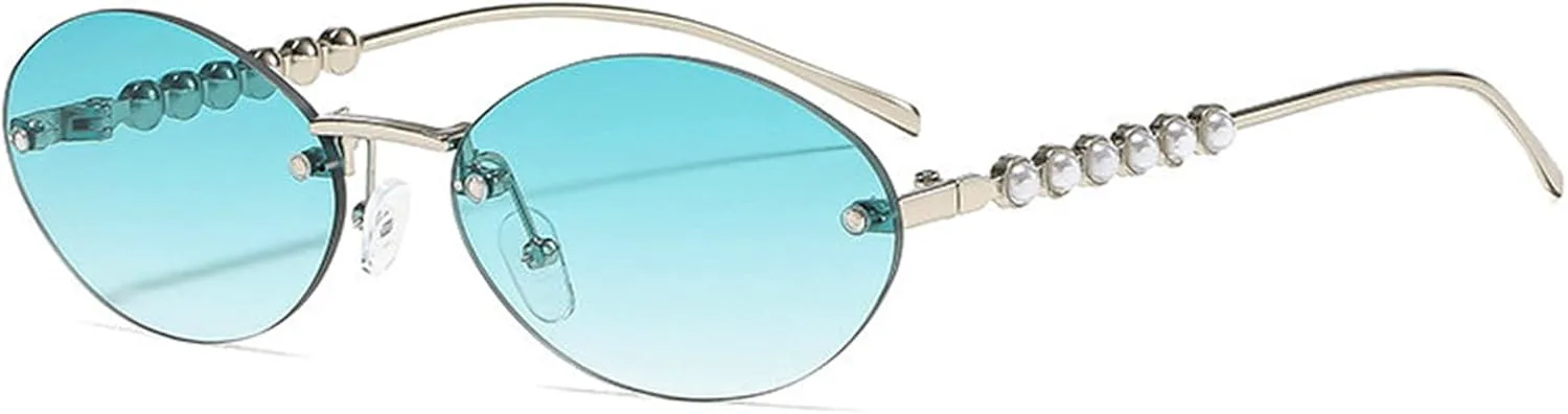 COTIA Модные овальные солнцезащитные очки без оправы для женщин и мужчин, стильные, с жемчужной отделкой, маленькие овальные, без металлической оправы, Gradient Green
COTIA Модные овальные солнцезащитные очки без оправы для женщин и мужчин, стильные, с жемчужной отделкой, маленькие овальные, без металлической оправы, Gradient Green