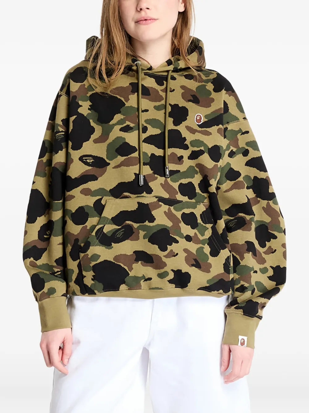 Толстовка с капюшоном из камуфляжного жаккарда A BATHING APE, зеленый 
Толстовка с капюшоном из камуфляжного жаккарда A BATHING APE, зеленый