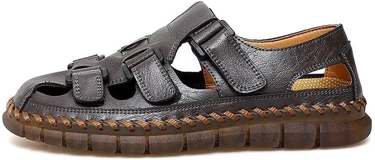 Мужские кожаные сандалии с закрытым носком, мужские походные летние тапочки, повседневная обувь DMGYCK, серый
Мужские кожаные сандалии с закрытым носком, мужские походные летние тапочки, повседневная обувь DMGYCK, серый