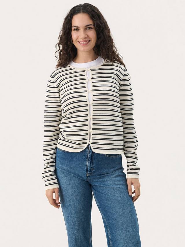 Кардиган из чистого органического хлопка в полоску pavline Part Two, цвет Dark Navy Stripe 
Кардиган из чистого органического хлопка в полоску pavline Part Two, цвет Dark Navy Stripe