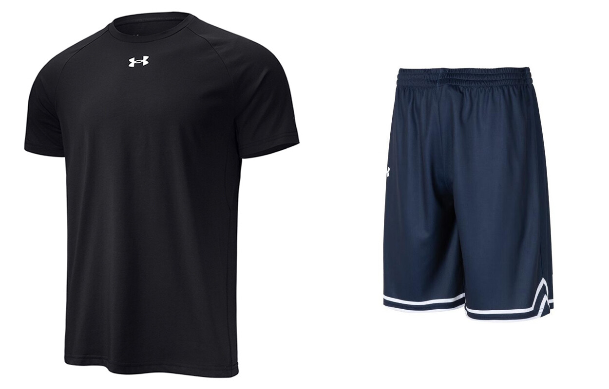 Повседневный спортивный мужской костюм, черная футболка + темно-синие шорты Under Armour, темно-синий
Повседневный спортивный мужской костюм, черная футболка + темно-синие шорты Under Armour, темно-синий