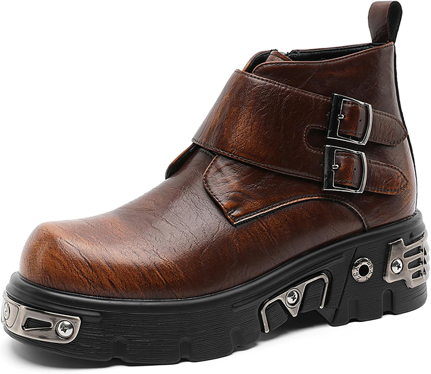 Мужские панк-ботинки на платформе с высокой шнуровкой, ретро-кожаные с боковой молнией, противоскользящие с регулируемой пряжкой, удобные модные мотоциклетные ботинки Ryvz Tynx, коричневый
Мужские панк-ботинки на платформе с высокой шнуровкой, ретро-кожаные с боковой молнией, противоскользящие с регулируемой пряжкой, удобные модные мотоциклетные ботинки Ryvz Tynx, коричневый