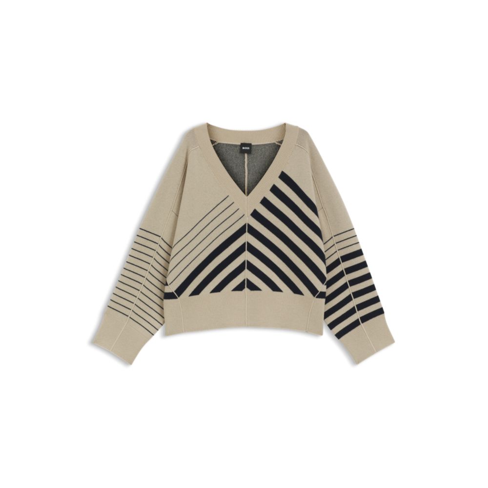 Свитер с блочными полосками из шерсти и кашемира BOSS, Patterned 
Свитер с блочными полосками из шерсти и кашемира BOSS, Patterned