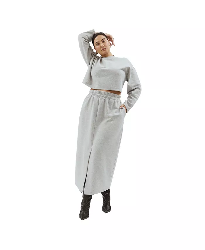 Юбка макси из французского трикотажа больших размеров ELOQUII, серый
Юбка макси из французского трикотажа больших размеров ELOQUII, серый