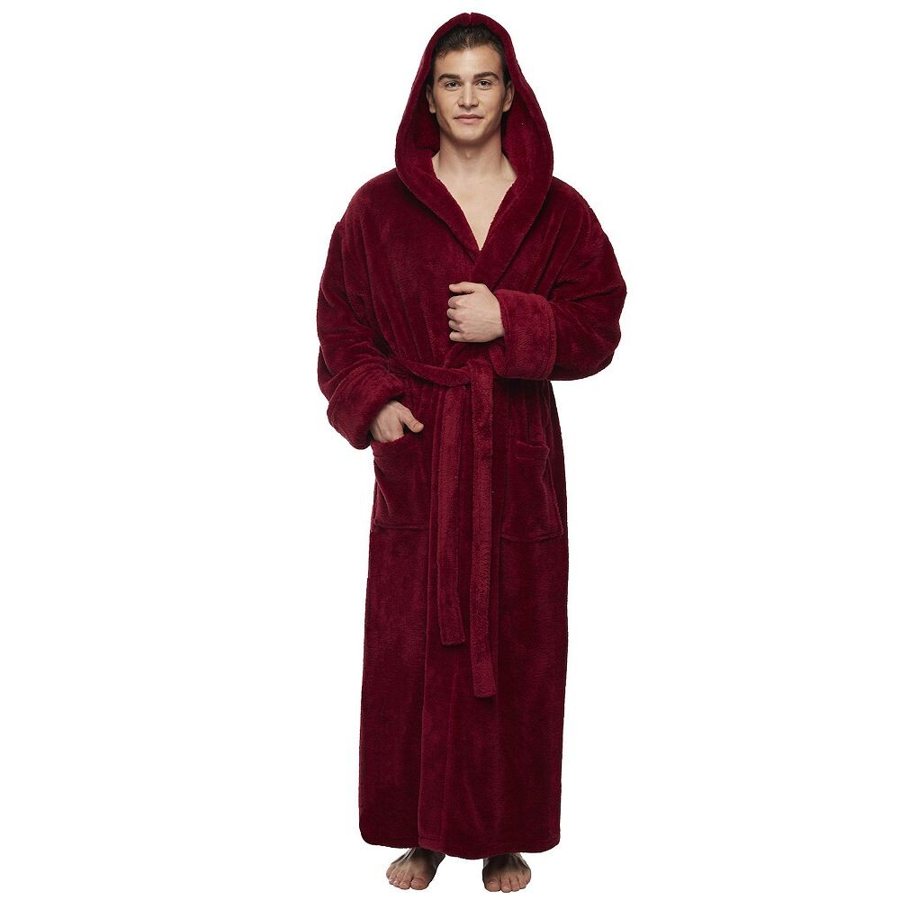 Мужской длинный хлопковый халат с капюшоном до щиколотки ARUS, цвет Maroon 
Мужской длинный хлопковый халат с капюшоном до щиколотки ARUS, цвет Maroon