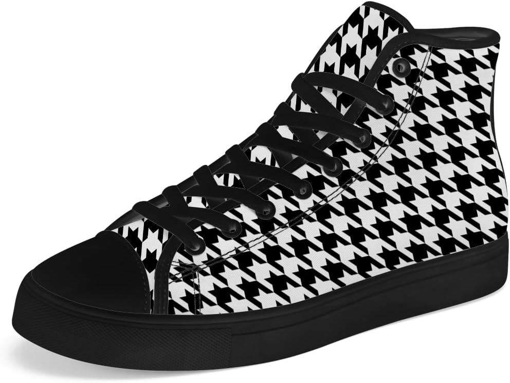 Мужские и женские высокие кеды из канвы с узором «гусиная лапка», высокие кроссовки на шнуровке, повседневная обувь, подарки для мужчин и женщин Chebing, черный
Мужские и женские высокие кеды из канвы с узором «гусиная лапка», высокие кроссовки на шнуровке, повседневная обувь, подарки для мужчин и женщин Chebing, черный