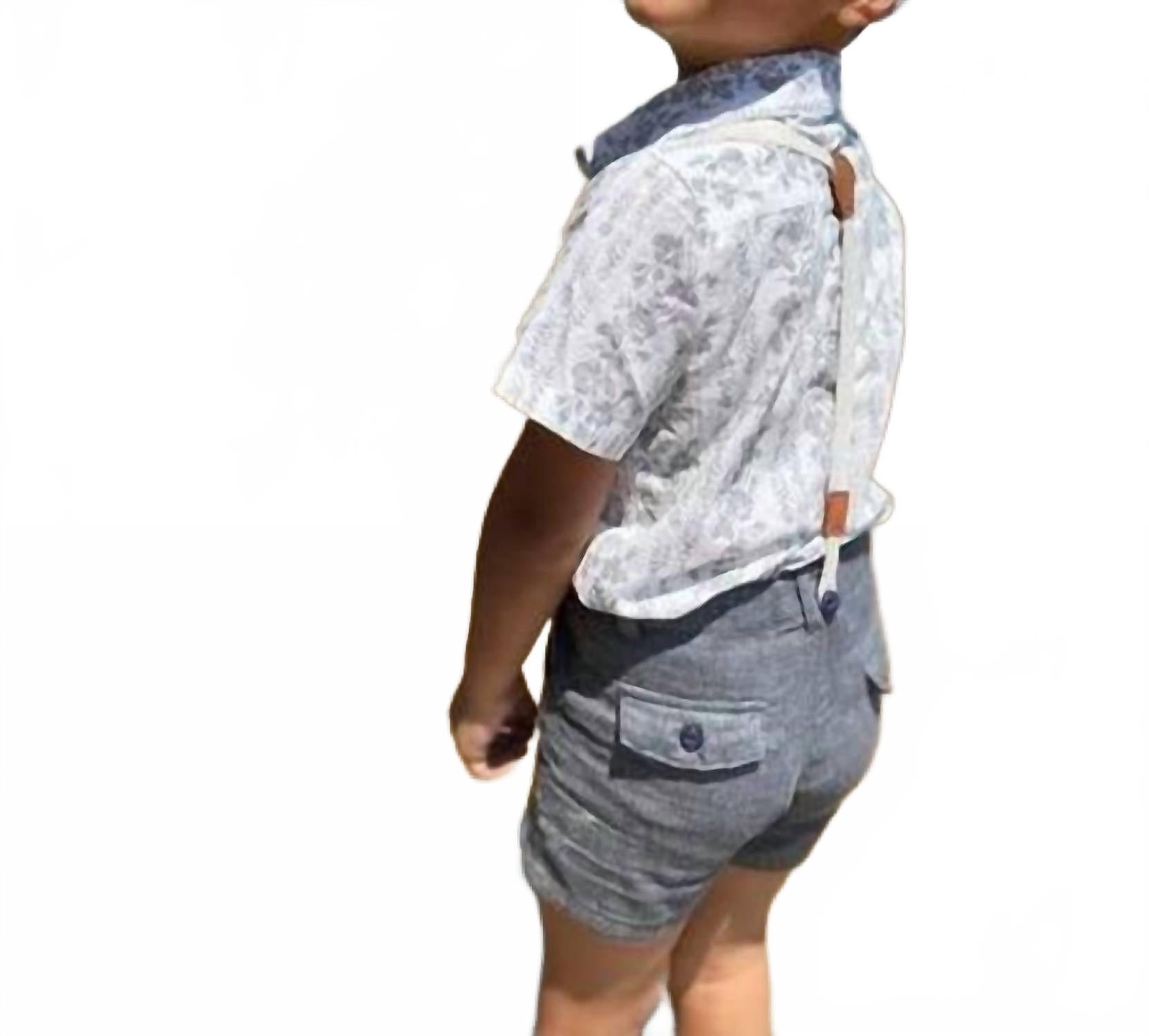 Шорты «Капитан» для мальчиков с подтяжками из серой ткани Me & Henry, Grey Gauze
Шорты «Капитан» для мальчиков с подтяжками из серой ткани Me & Henry, Grey Gauze