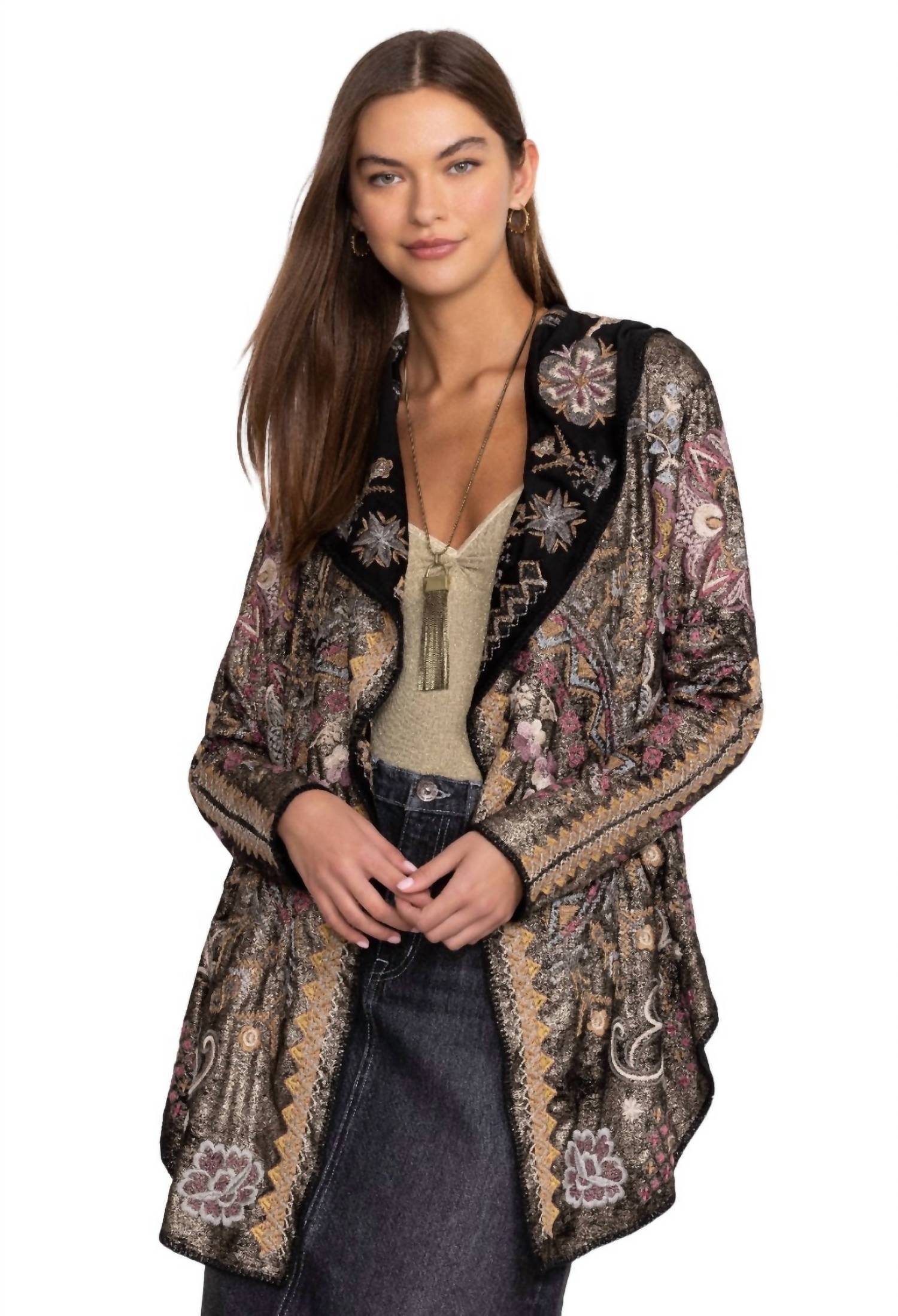 Короткая толстовка с капюшоном Biya Metallic черного цвета с металлическим оттенком Johnny Was
Короткая толстовка с капюшоном Biya Metallic черного цвета с металлическим оттенком Johnny Was