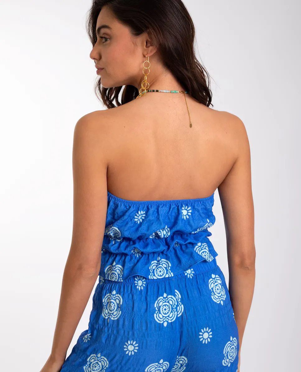 Женский короткий топ без бретелек The-Are, синий
Женский короткий топ без бретелек The-Are, синий