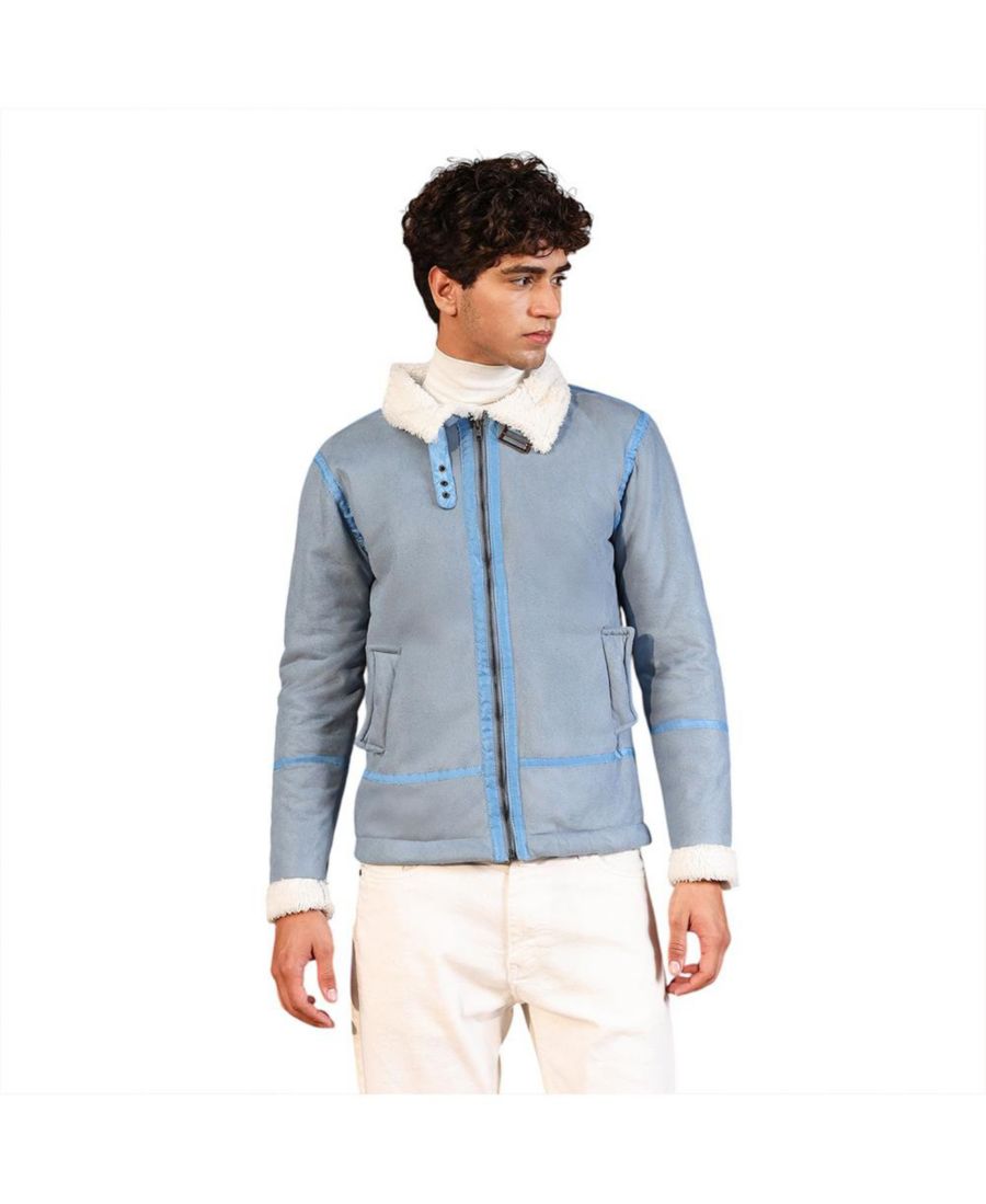 Мужская замшевая куртка в стиле райдер нежно-голубого цвета с контрастной подкладкой из искусственной овчины Campus Sutra, Blue
Мужская замшевая куртка в стиле райдер нежно-голубого цвета с контрастной подкладкой из искусственной овчины Campus Sutra, Blue