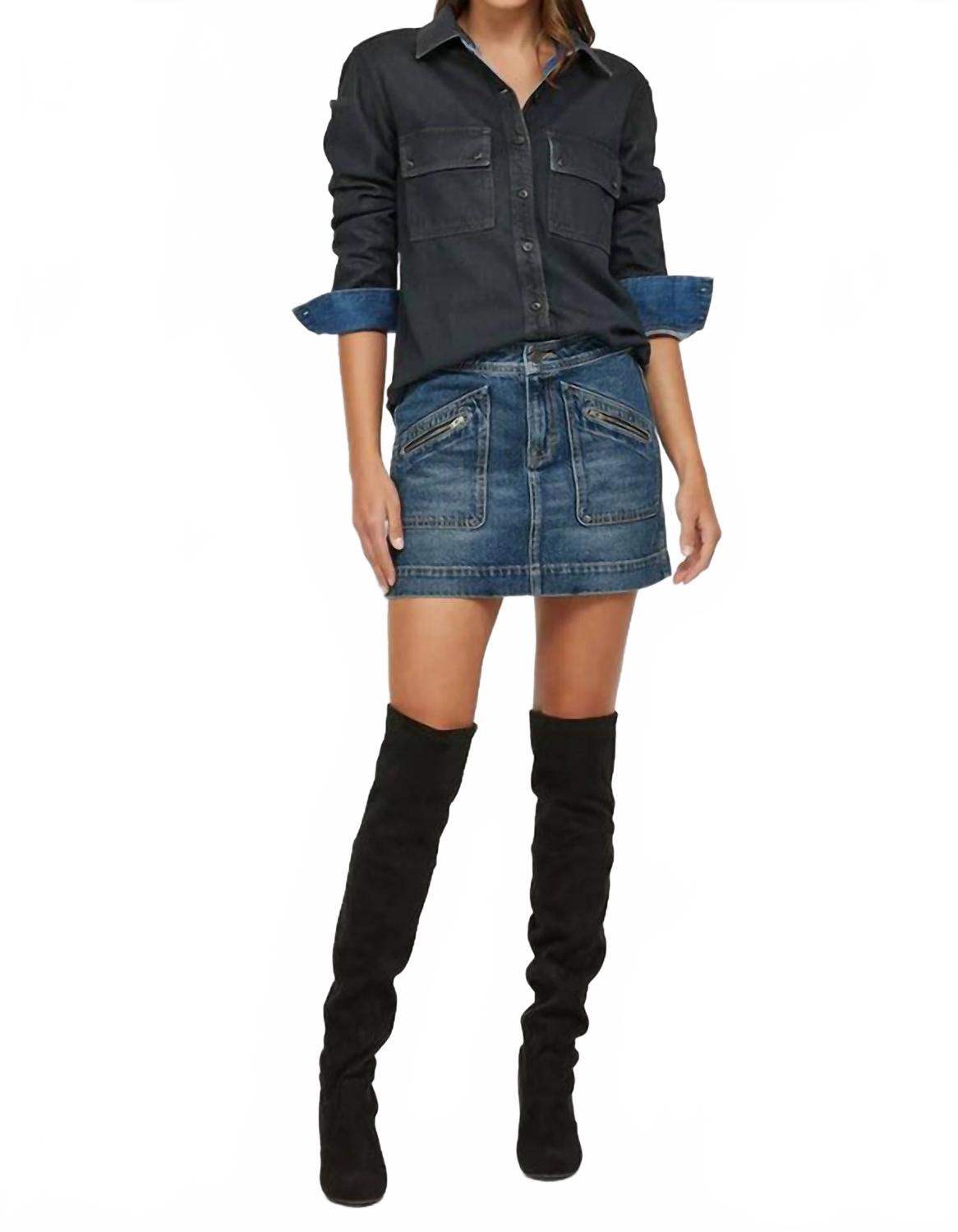 Мини-юбка с нашивкой спереди Peyton из темного денима Hidden, Dark Wash Denim
Мини-юбка с нашивкой спереди Peyton из темного денима Hidden, Dark Wash Denim
