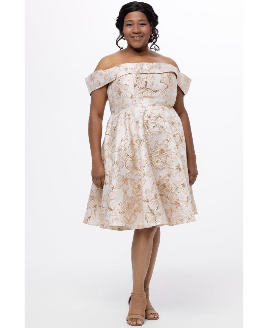 Женское вечернее платье с открытыми плечами и броским узором Celebrations by Sydney's Closet, Gold floral
Женское вечернее платье с открытыми плечами и броским узором Celebrations by Sydney's Closet, Gold floral