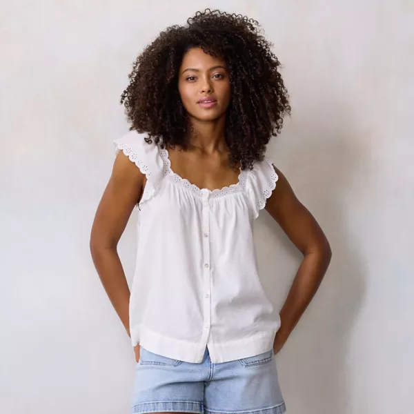 Женская майка с защипами и оборками спереди Lc Lauren Conrad, цвет white knight
Женская майка с защипами и оборками спереди Lc Lauren Conrad, цвет white knight