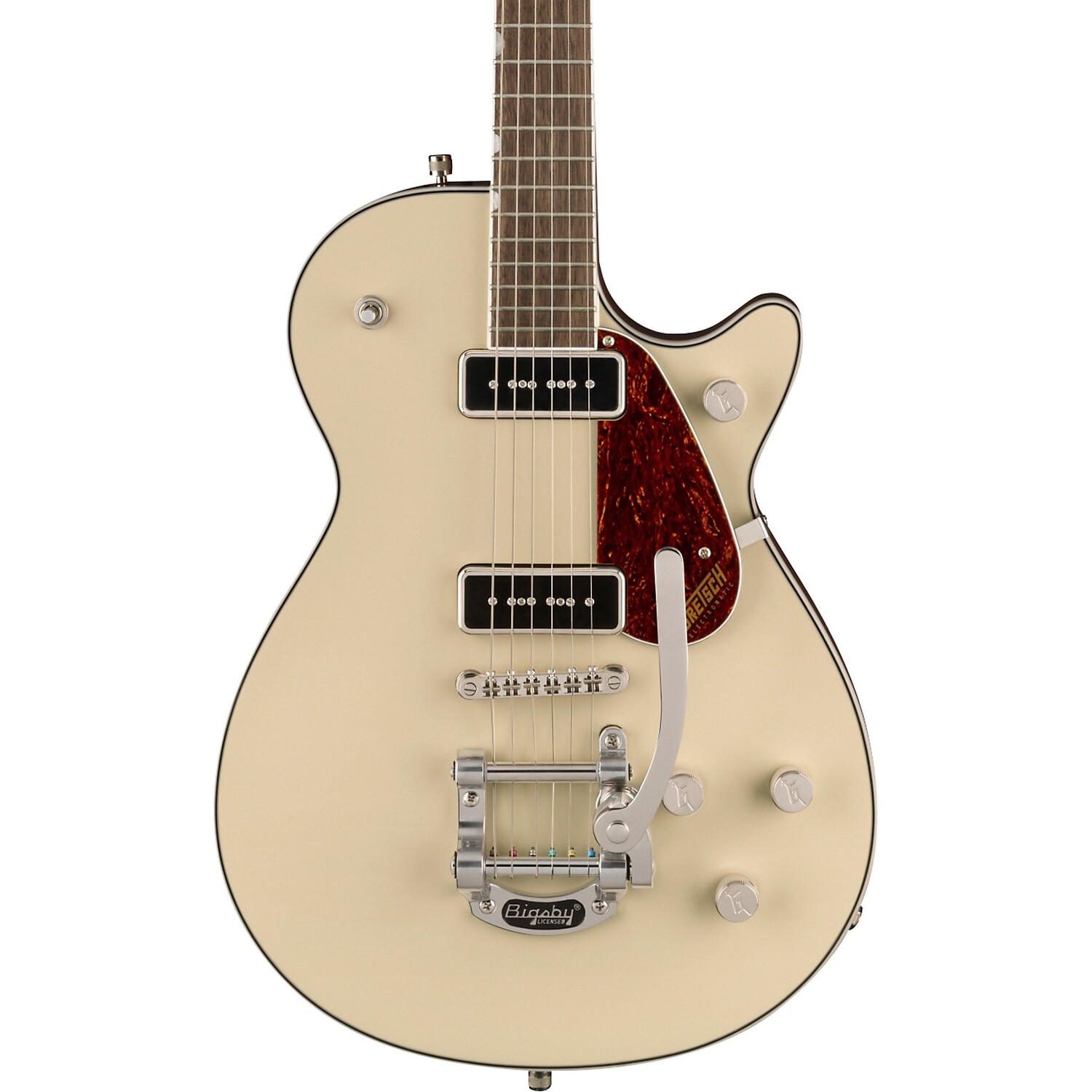Gretsch Guitars G5210T-P90 Electromatic Jet Two 90 Single-Cut With Bigsby Электрогитара Винтаж Белый
Gretsch Guitars G5210T-P90 Electromatic Jet Two 90 Single-Cut With Bigsby Электрогитара Винтаж Белый