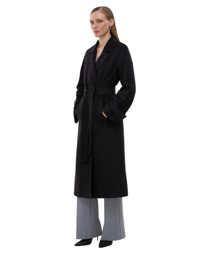 Длинное классическое пальто с поясом Estro, черный
Длинное классическое пальто с поясом Estro, черный