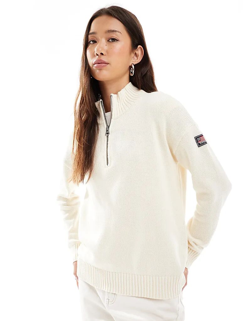 Трикотажный джемпер Superdry Slouchy с застежкой-молнией на половину длины, натурального белого цвета
Трикотажный джемпер Superdry Slouchy с застежкой-молнией на половину длины, натурального белого цвета