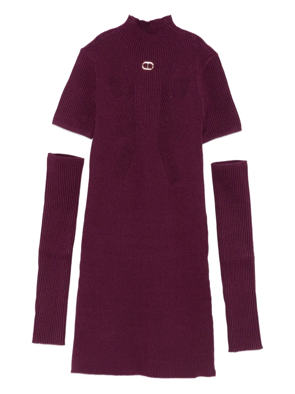 Платье в рубчик с высоким воротником TWINSET Kids, фиолетовый 
Платье в рубчик с высоким воротником TWINSET Kids, фиолетовый