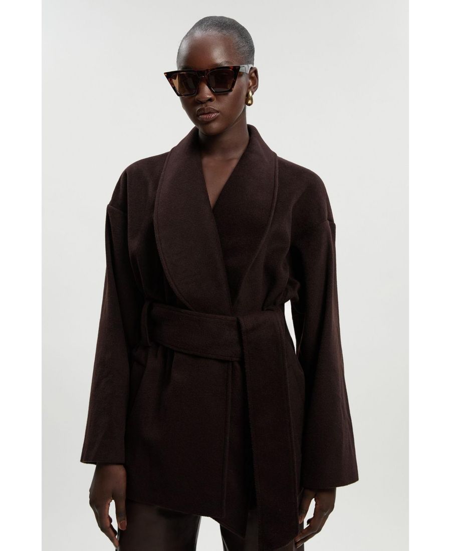 Женское короткое пальто-халат из ворсистой шерсти Karen Millen, Chocolate
Женское короткое пальто-халат из ворсистой шерсти Karen Millen, Chocolate