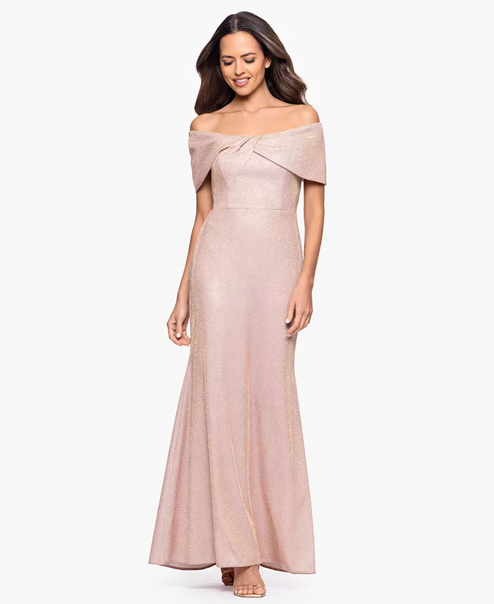 Женское длинное платье-футляр с открытыми плечами цвета металлик Betsy & Adam, розовый
Женское длинное платье-футляр с открытыми плечами цвета металлик Betsy & Adam, розовый