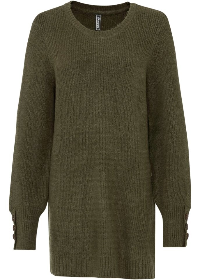 Длинный свитер с пуговицами Rainbow, зеленый 
Длинный свитер с пуговицами Rainbow, зеленый