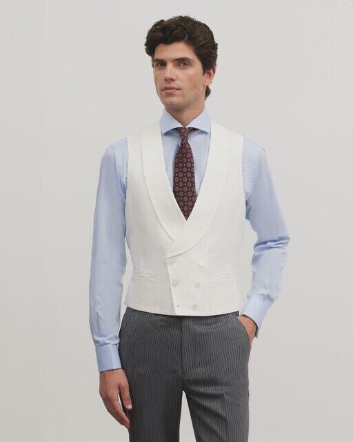 Простой мужской церемониальный костюм с круглым вырезом, жилет Silbon, белый 
Простой мужской церемониальный костюм с круглым вырезом, жилет Silbon, белый