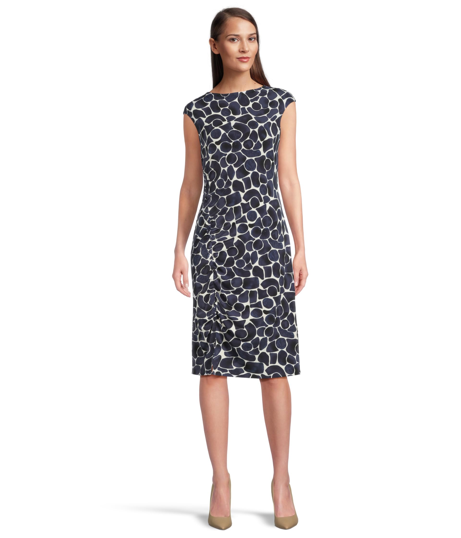 Платье NIC+ZOE Geo Pebble Side Ruche Dress, цвет Indigo Multi 
Платье NIC+ZOE Geo Pebble Side Ruche Dress, цвет Indigo Multi