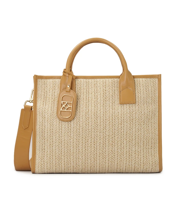 Плетеная бежевая сумочка с кожаными элементами. Kazar, бежевый
Плетеная бежевая сумочка с кожаными элементами. Kazar, бежевый