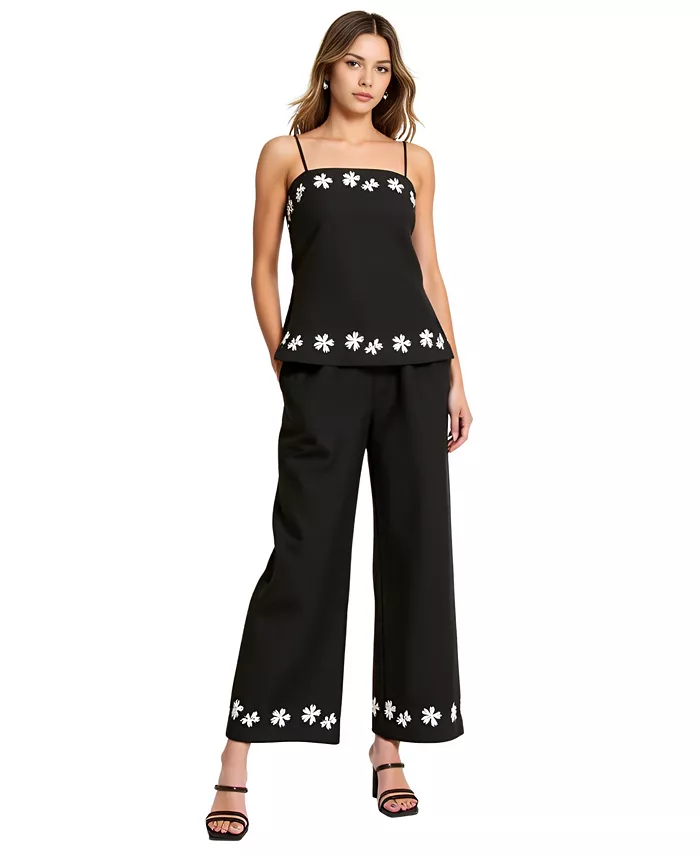 Женский комплект из блузки с вышитым цветочным узором и брюк свободного кроя Modenaire, черный
Женский комплект из блузки с вышитым цветочным узором и брюк свободного кроя Modenaire, черный