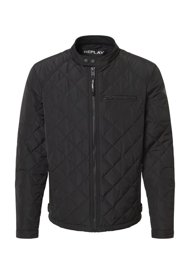 Стеганая куртка с двойной застежкой-кнопкой Replay, черный 
Стеганая куртка с двойной застежкой-кнопкой Replay, черный