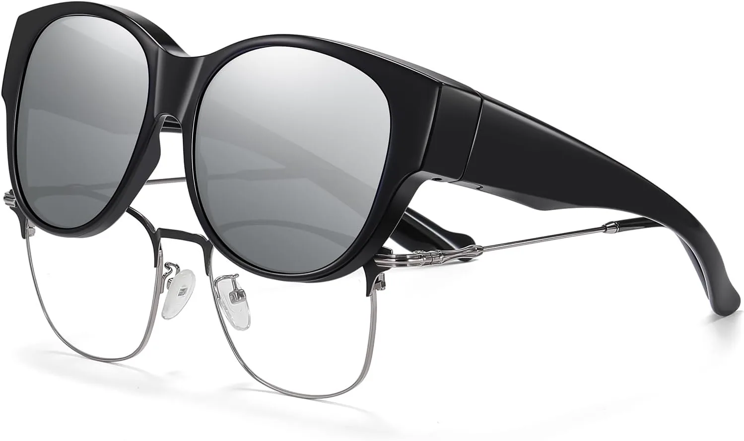 Солнцезащитные очки HAOLOTA Fit Over Glasses для женщин, поляризованные, модные, в форме «кошачьих глаз», с защитой от УФ-излучения, L Size A18 Black/Silver
Солнцезащитные очки HAOLOTA Fit Over Glasses для женщин, поляризованные, модные, в форме «кошачьих глаз», с защитой от УФ-излучения, L Size A18 Black/Silver