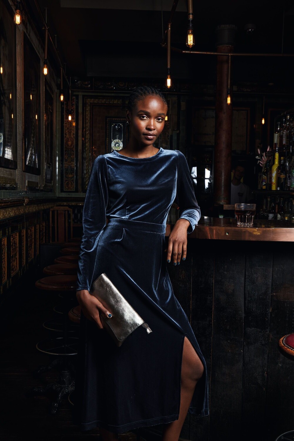 Бархатное платье миди Fatface Haldon Fat Face, синий 
Бархатное платье миди Fatface Haldon Fat Face, синий