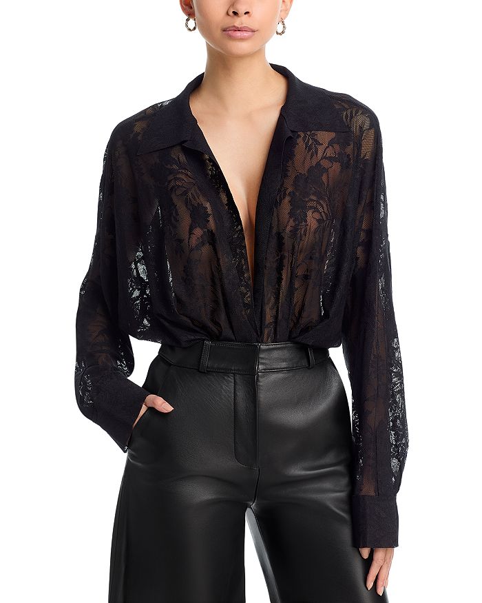 Кружевной супер-объемный боди-рубашка Boyfriend Norma Kamali, черный
Кружевной супер-объемный боди-рубашка Boyfriend Norma Kamali, черный