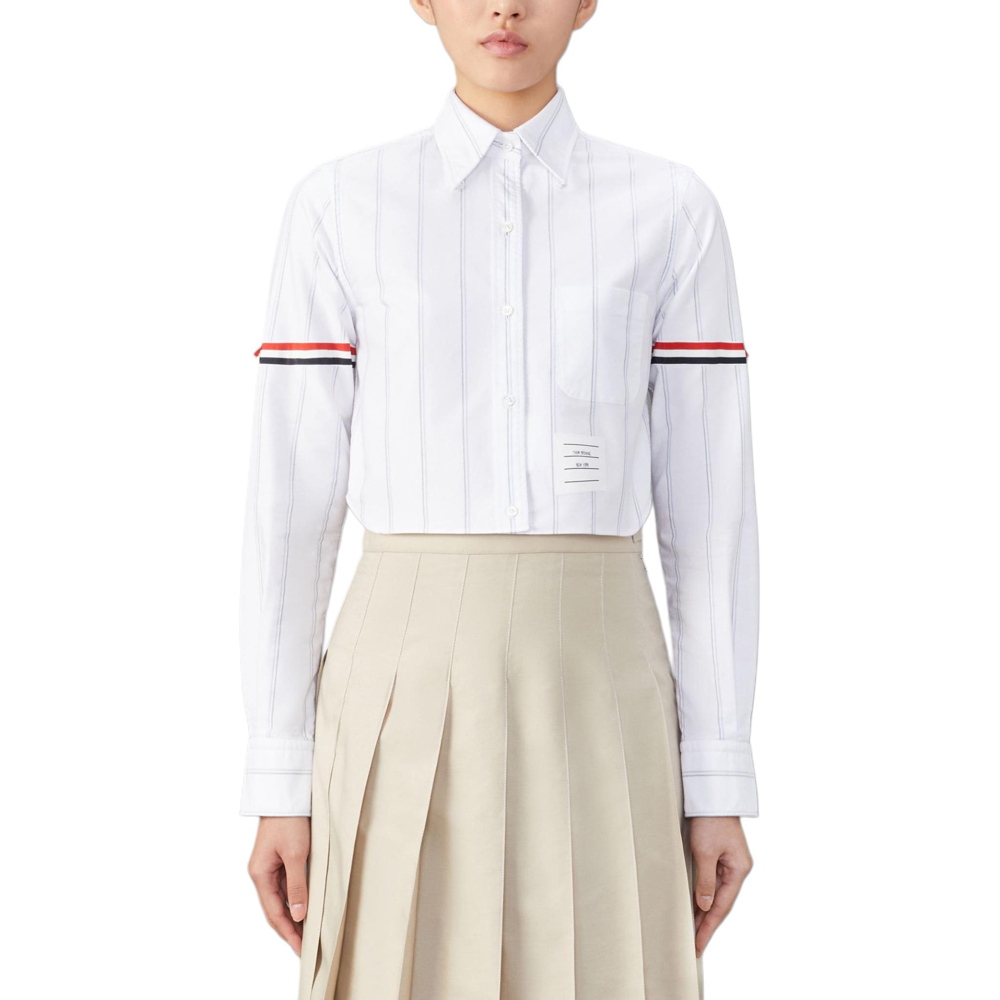 Полосатая укороченная рубашка THOM BROWNE, белый
Полосатая укороченная рубашка THOM BROWNE, белый