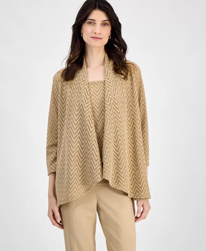 Женский кардиган с узором «ёлочка» и рукавами 3/4 Kasper, коричневый/бежевый
Женский кардиган с узором «ёлочка» и рукавами 3/4 Kasper, коричневый/бежевый