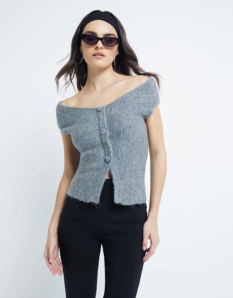 Трикотажный топ с открытыми плечами серого цвета River Island
Трикотажный топ с открытыми плечами серого цвета River Island